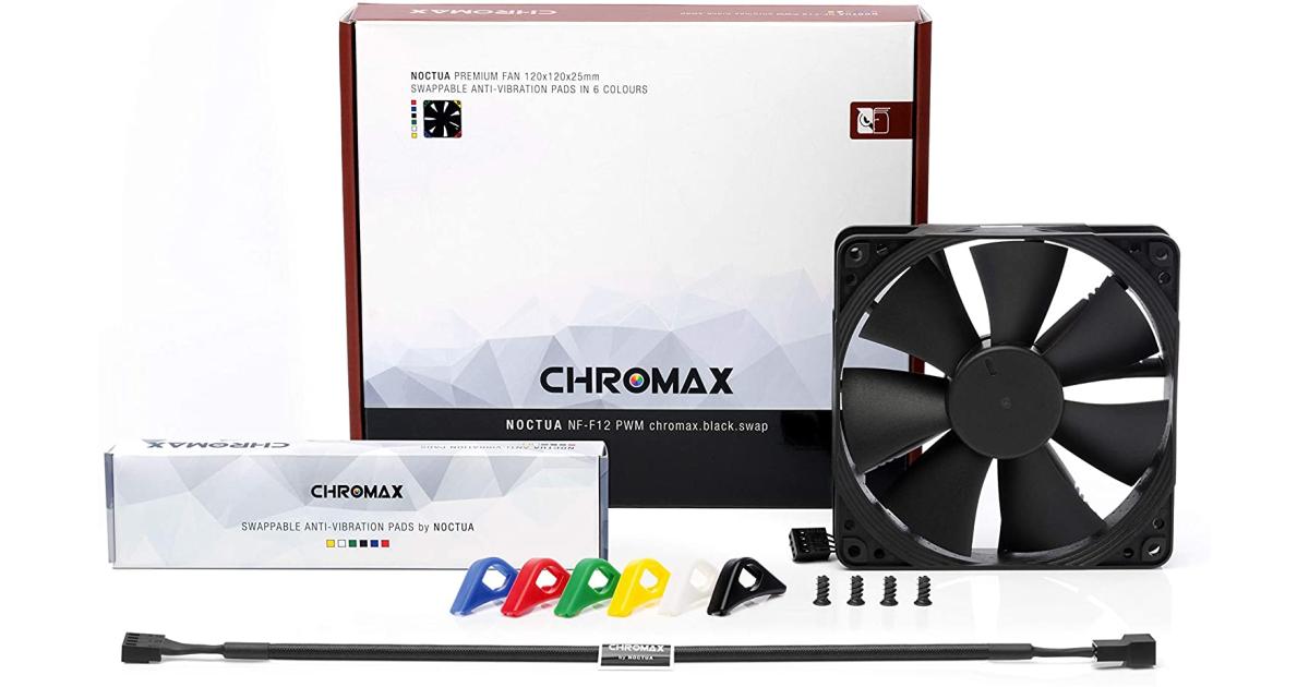 Noctua NF-F12 PWM chromax.Black.swap, Premium Quiet Fan, 4-Pin (120mm ...