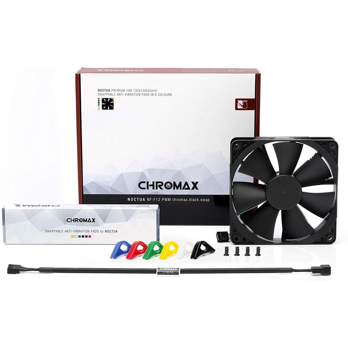 Noctua NF-F12 PWM chromax.Black.swap, Premium Quiet Fan, 4-Pin (120mm, Black)