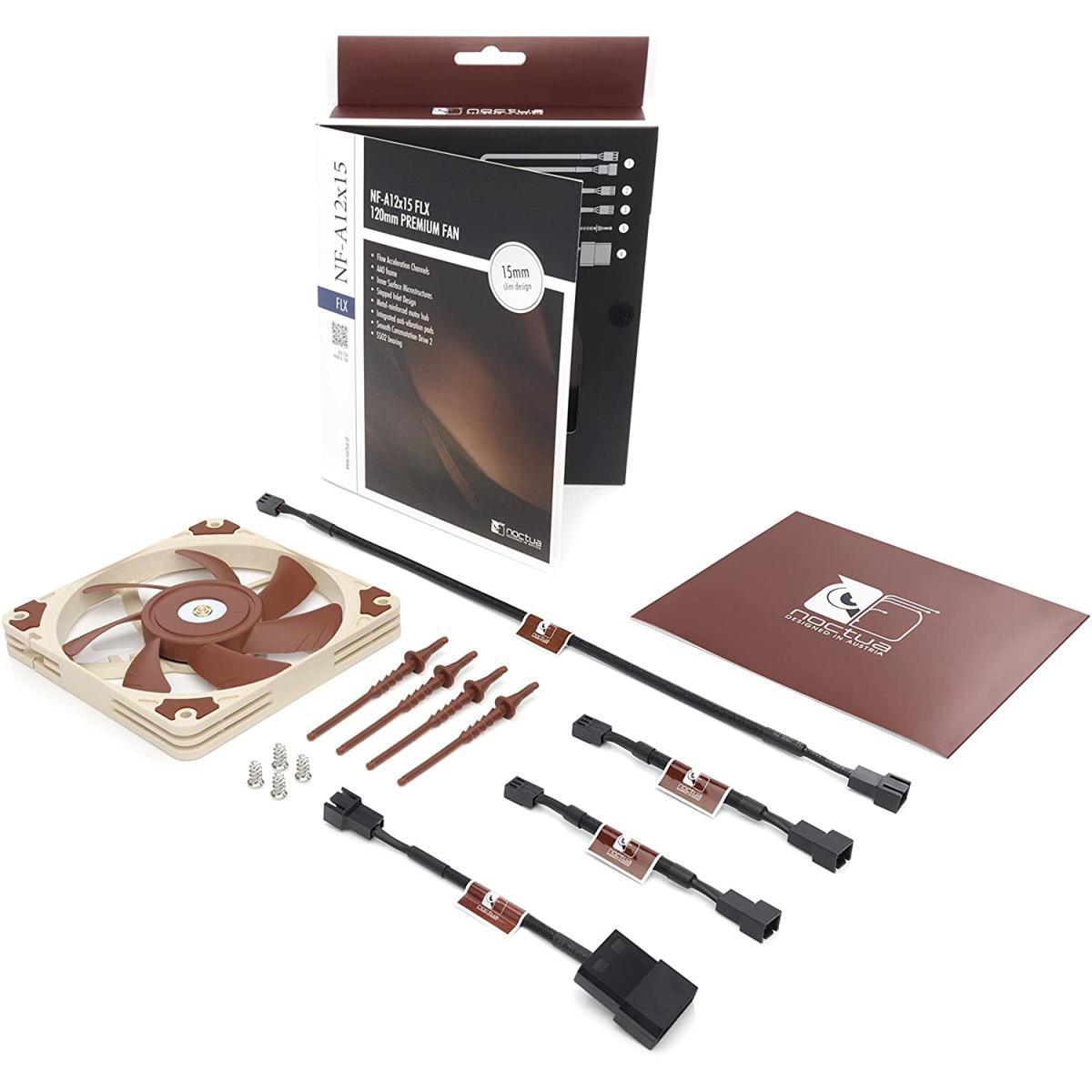 Noctua NF-A12x15 FLX, Premium Quiet Slim Fan, 3-Pin (120x15mm, Brown)