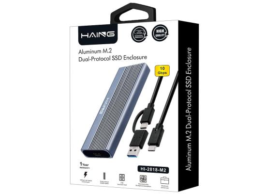 HAING Aluminum M.2 Dual-Protocol SSD Enclosure SKU: HI-2818-M2 Categories: Laptop Accessories, SSD Hard Disk, Storage Products