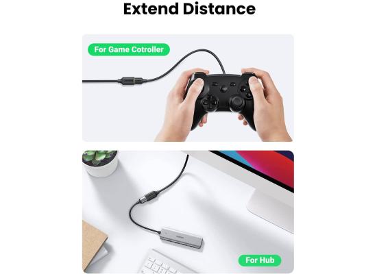 UGreen USB 3.0 Repeater Extension Cable, 5Gbps Data Transfer, Flexible & Durable, Universal Compatibility, 1.5 Meter Length, Black | 30126