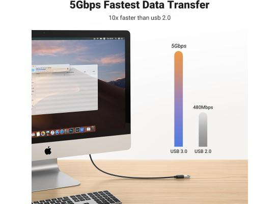 UGREEN USB Extender, USB 3.0 Male to Female Extension Cable USB Cable High Speed Data Transfer Compatible with Webcam, Gamepad, USB Keyboard, Mouse, Flash Drive, Hard Disk, 3M