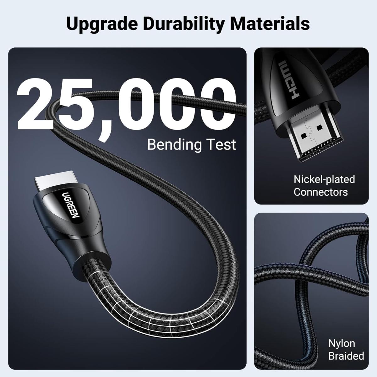 UGREEN 8K HDMI Cable 2.1 10FT, 48Gbps Ultra High Speed Braided HDMI Cord 10K 8K@60Hz 4K@240Hz, eARC HDR10 HDCP 2.2&2.3, HDMI Cable Compatible with PS5/Xbox Series X/Roku TV/HDTV/Blu-ray