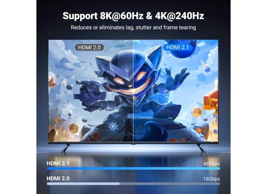 UGREEN 8K HDMI Cable 2.1 10FT, 48Gbps Ultra High Speed Braided HDMI Cord 10K 8K@60Hz 4K@240Hz, eARC HDR10 HDCP 2.2&2.3, HDMI Cable Compatible with PS5/Xbox Series X/Roku TV/HDTV/Blu-ray