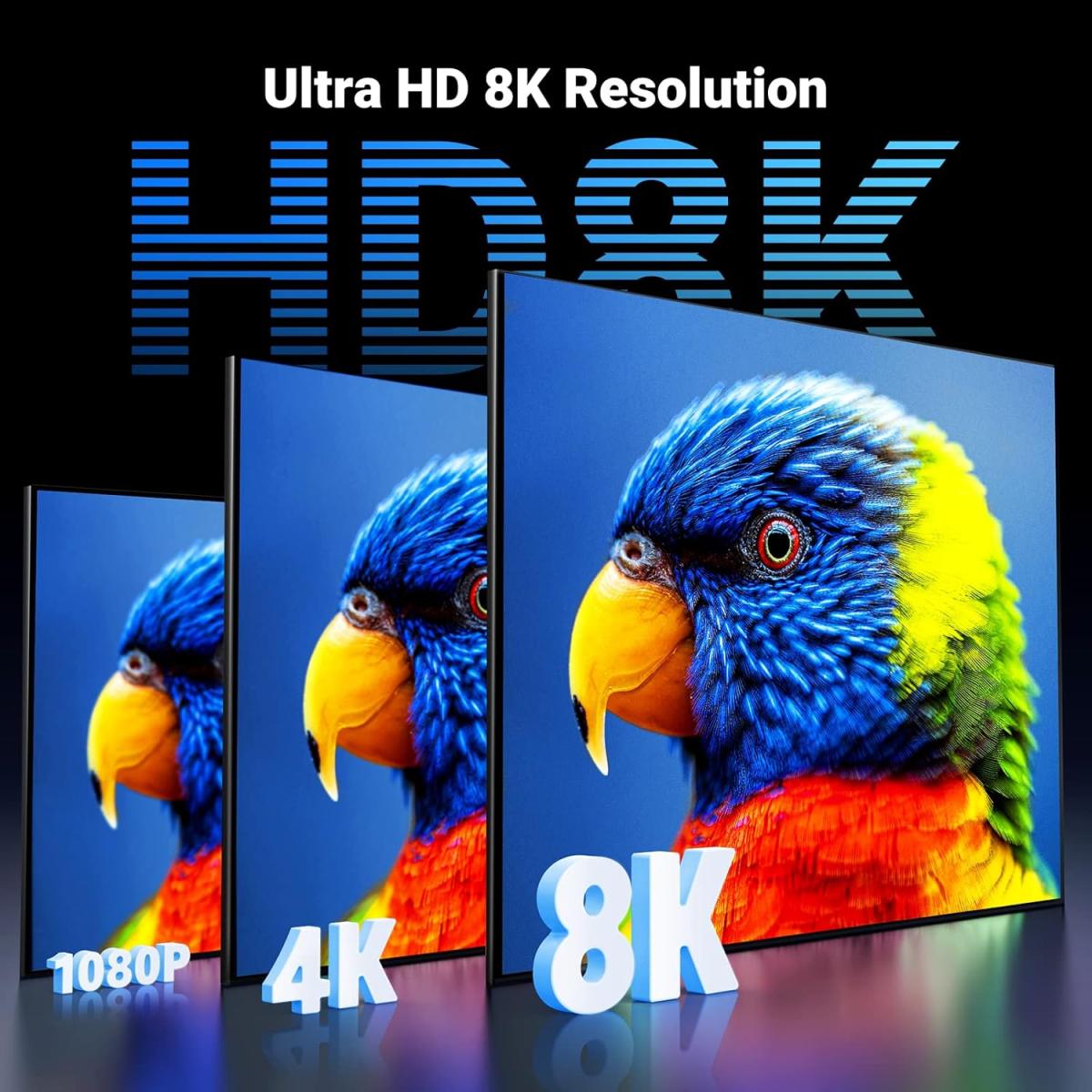 UGREEN 8K HDMI Cable 2.1 10FT, 48Gbps Ultra High Speed Braided HDMI Cord 10K 8K@60Hz 4K@240Hz, eARC HDR10 HDCP 2.2&2.3, HDMI Cable Compatible with PS5/Xbox Series X/Roku TV/HDTV/Blu-ray