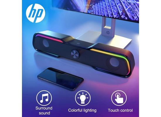 HP DHE-6002S Wired RGB Speaker Sound Bar, Easy volume controls, Touch-Controlled, 3.5mm AUX Connection, Surround Sound, 6 Watts