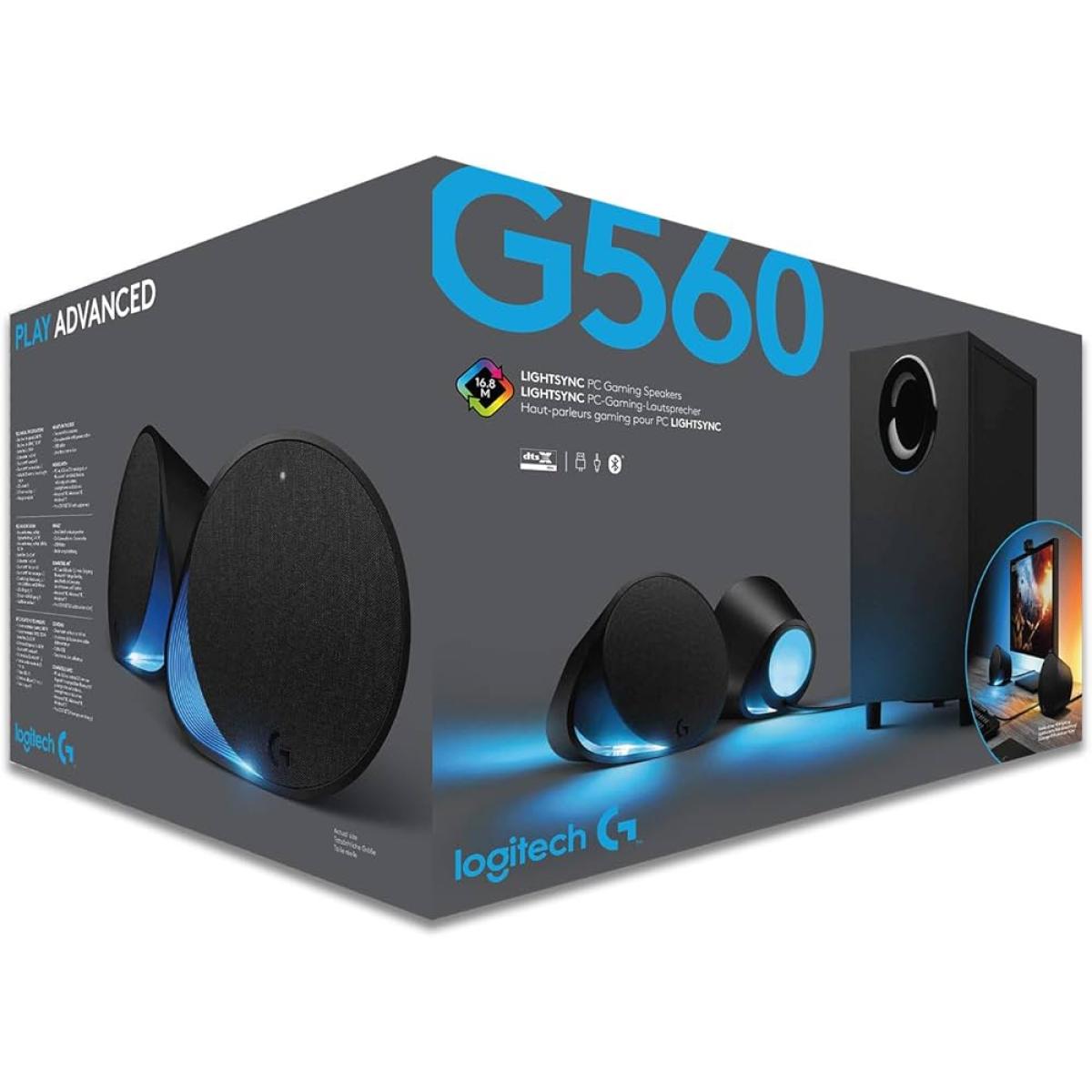 Logitech G560 LightSync RGB PC Gaming 2.1 Speaker System, 240w Total Watts w/ 7.1 DTS:X Immersive Gaming Experience Ultra Surround Sound (Bluetooth, USB) - Black