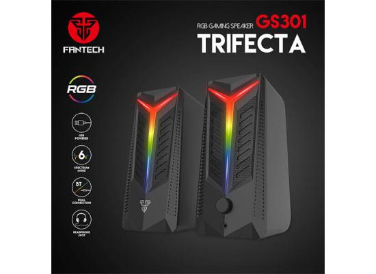 Fantech GS301 Trifecta RGB Dual Mode Connection (Wired & Bluetooth 5.0) Gaming Speaker, 10w Total Power, Easy Control, Smart RGB Switch Touchpad & Switch Between AUX & BT, 3.5mm Headphone Jack Support