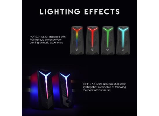 Fantech GS301 Trifecta RGB Dual Mode Connection (Wired & Bluetooth 5.0) Gaming Speaker, 10w Total Power, Easy Control, Smart RGB Switch Touchpad & Switch Between AUX & BT, 3.5mm Headphone Jack Support