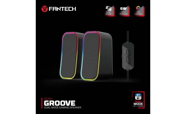 Fantech GS304 Groove Dual Mode (Wired Usb+3.5mm /Bluetooth 5.3) 6W Gaming Speaker w/ RGB lighting - Black
