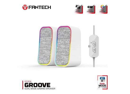 Fantech GS304 Groove Dual Mode (Wired Usb+3.5mm /Bluetooth 5.3)6W Gaming Speaker w/ RGB lighting - White
