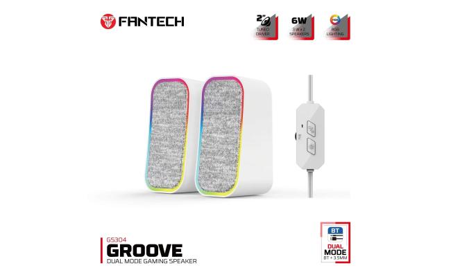 Fantech GS304 Groove Dual Mode (Wired Usb+3.5mm /Bluetooth 5.3)6W Gaming Speaker w/ RGB lighting - White