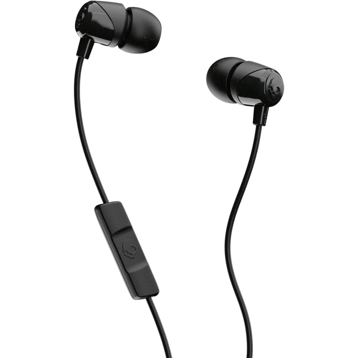 Skullcandy Jib Wired (3.5mm AUX) In-Ear Earbuds w/ Microphone, Rich, Clear Audio w/ Supreme Sound™ technology, Noise Isolating Ear Gels - Black