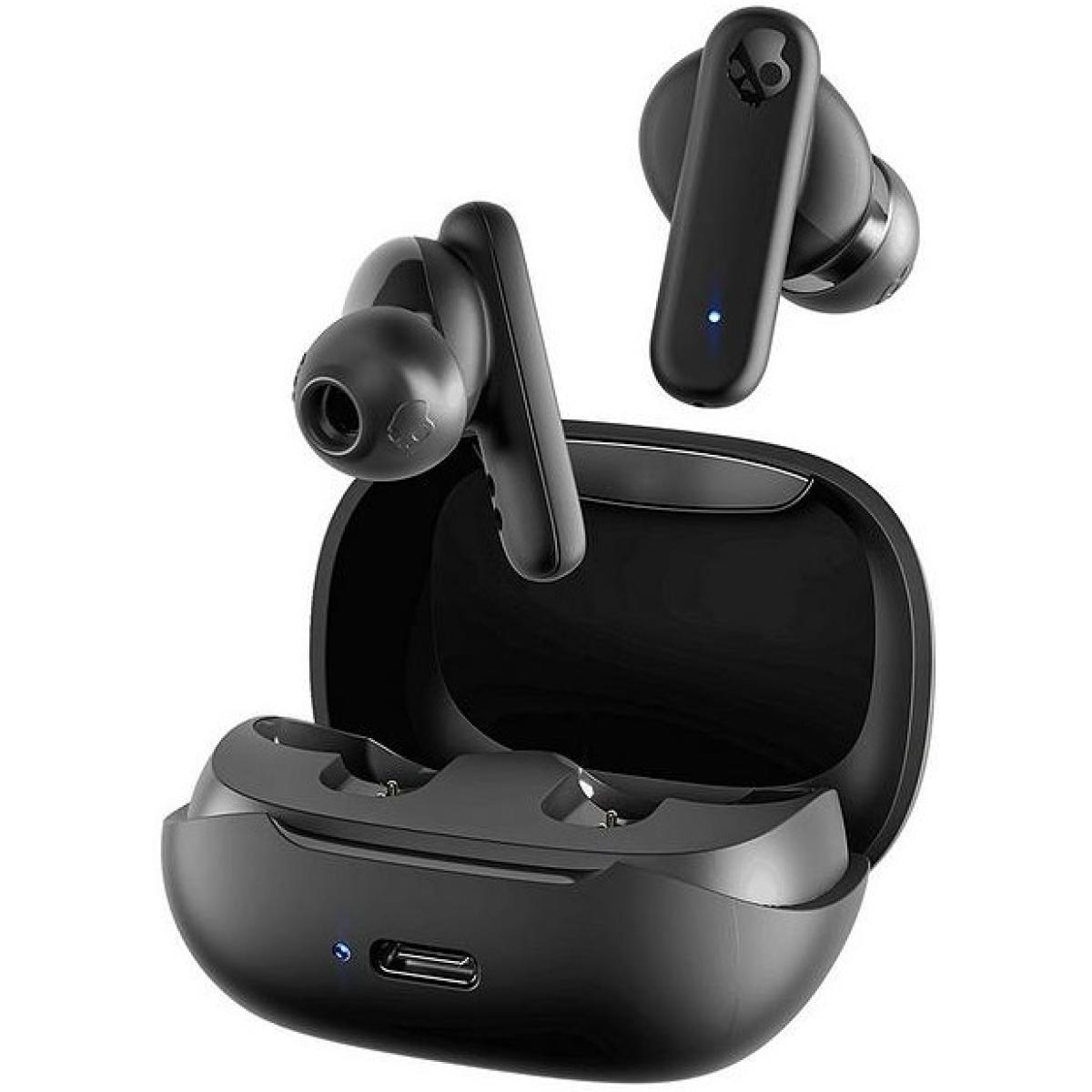 Skullcandy Smokin True Wireless Buds (Bluetooth 5.2) In-Ear Earbuds w/ Microphone, Rich, Clear Audio, 20 Hours Total Battery + Rapid Charge Case, Water & Dust Resistant, Call & Media Controls & EQ- True Black