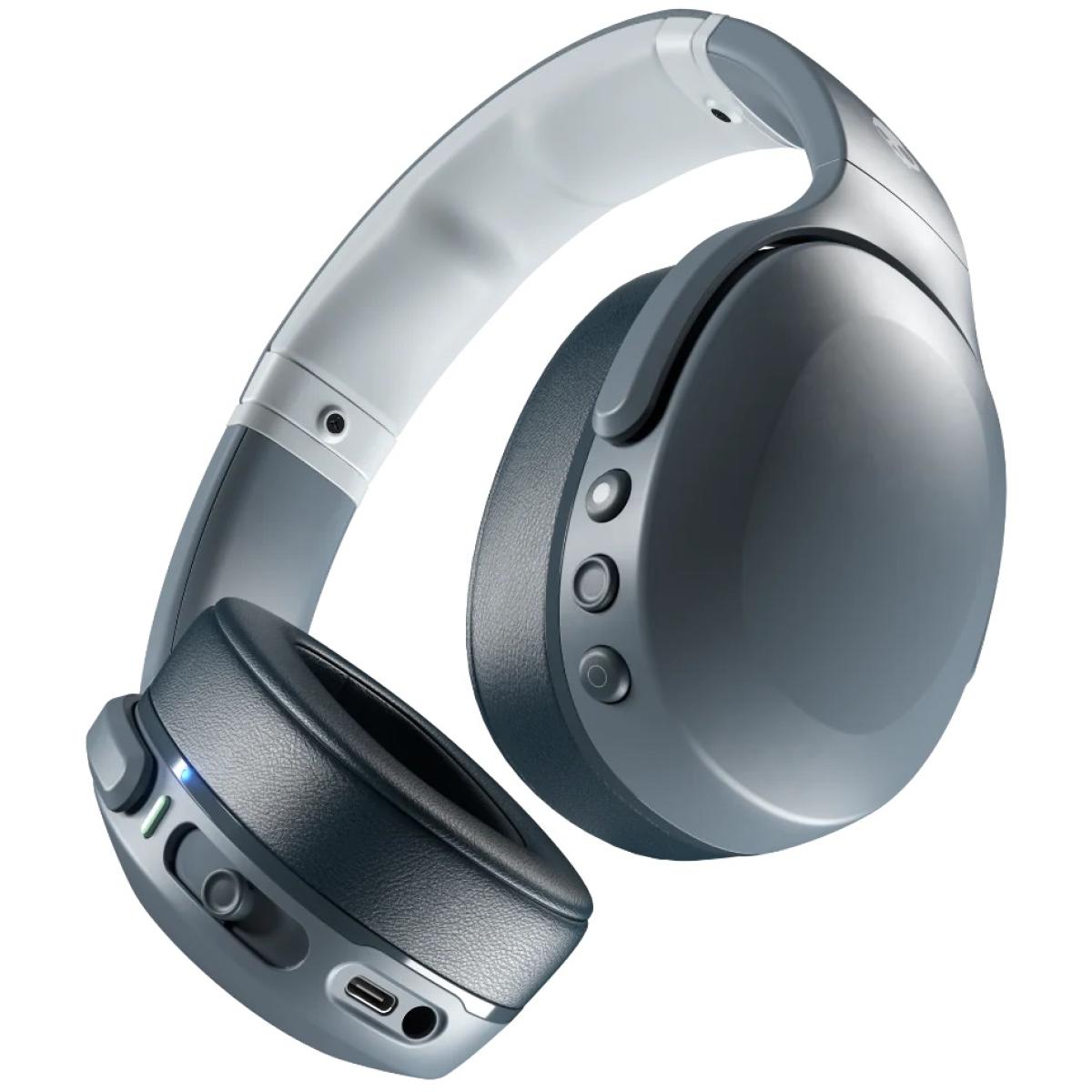 Skullcandy Crusher Evo Wireless Headphone (Bluetooth 5.0) Over-Ear Extreme Haptic Bass Headset w/ Microphone, Rich, Clear Audio, 40 Hours Total Battery + Rapid Charge, Call, Track & Volume Control - Chill Grey