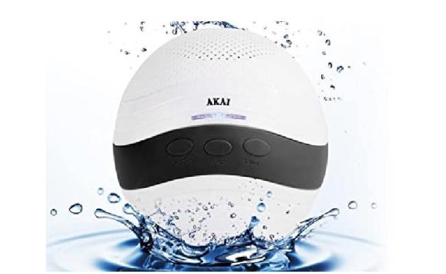 Akai Aqua Beat Bluetooth Waterproof Floating Speaker W/ Built-In Rechargeable Battery Up To 4 Hours - White/Black