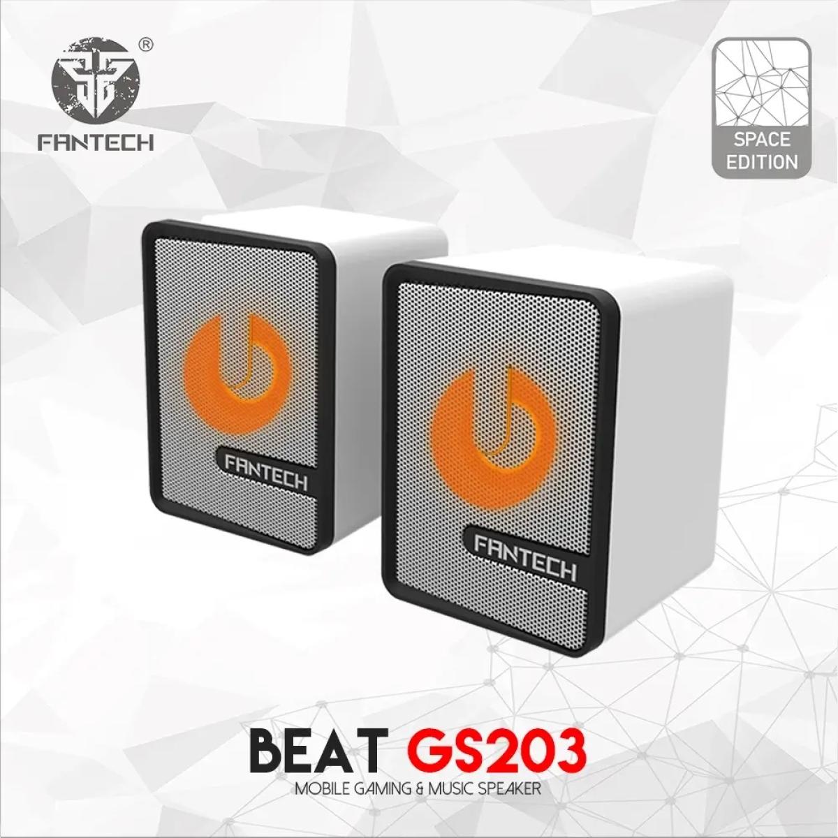 Fantech Beat GS203 (USB & 3.5mm) 6W Mobile Gaming & Music Mini Speaker w/ Led Lighting - White