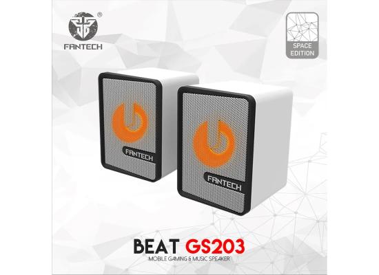 Fantech Beat GS203 (USB & 3.5mm) 6W Mobile Gaming & Music Mini Speaker w/ Led Lighting - White