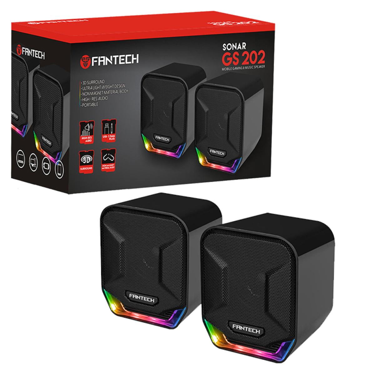 FANTECH SONAR GS202 RGB Wired USB 2.0 Mobile Gaming & Music Speaker W/ In-line remote control