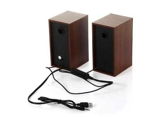JITENG JT042 Woodiness Multimedia Stereo Speaker w/ USB 2.0 3.5mm Audio