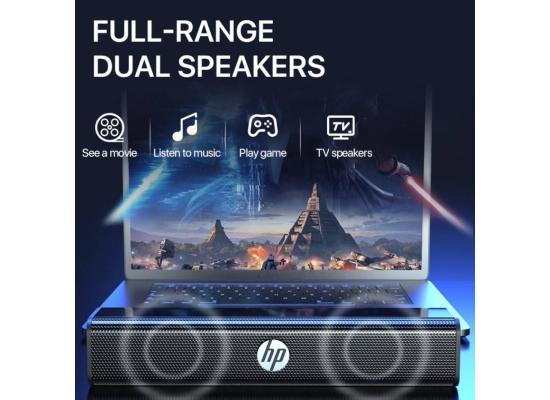 HP WS10 Multimedia (3.5mm) Wired Sound Bar Speaker For Home, Office, Gaming Room, 360° Surround Sound, Dual 3W Speakers, Built-in Subwoofer