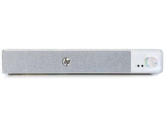 HP WS1plus Dual Mode (Bluetooth 5.4 + Wired) 6 Watts Multimedia Audio Stereo Speaker Sound Bar, 360° Sound, 3.5mm Jack, Mini Active Subwoofer - White