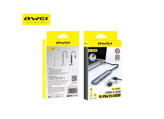    AWEI CL-150T USB Hub 4 Ports Splitter Multiport Adapter , USB 2.0 