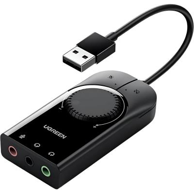 External Sound Card UGREEN CM129 USB 15 cm Black External volume control, free to adjust the volume according to your habits