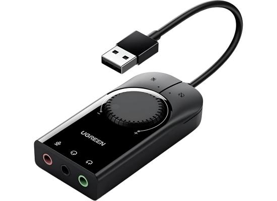 External Sound Card UGREEN CM129 USB 15 cm Black External volume control, free to adjust the volume according to your habits
