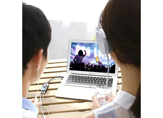 External Sound Card UGREEN CM129 USB 15 cm Black External volume control, free to adjust the volume according to your habits