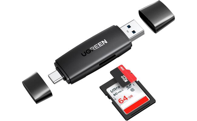 UGREEN SD Card Reader USB 3.0 USB C Memory Card Reader OTG Card Adapter for SD Micro SD SDHC SDXC MMC Card Compatible with MacBook Pro Air Mi Galaxy S20 iPad Pro 2020 Surface Pro Computer Laptop