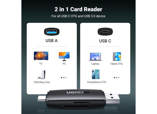 UGREEN SD Card Reader USB 3.0 USB C Memory Card Reader OTG Card Adapter for SD Micro SD SDHC SDXC MMC Card Compatible with MacBook Pro Air Mi Galaxy S20 iPad Pro 2020 Surface Pro Computer Laptop