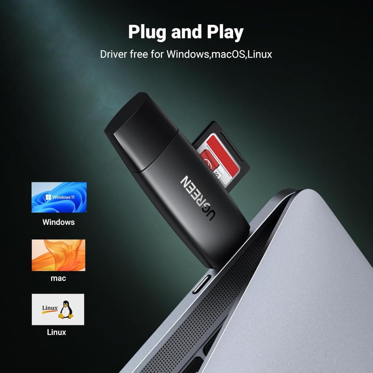 UGREEN SD Card Reader USB 3.0 USB C Memory Card Reader OTG Card Adapter for SD Micro SD SDHC SDXC MMC Card Compatible with MacBook Pro Air Mi Galaxy S20 iPad Pro 2020 Surface Pro Computer Laptop