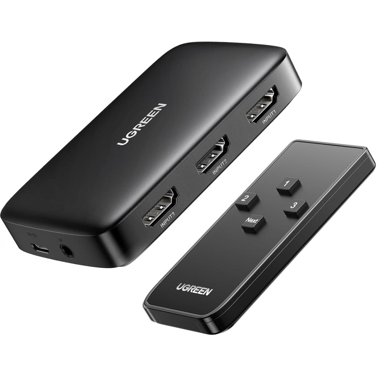 UGREEN HDMI Switch 3 in 1 Out 4K HDMI Splitter with Remote Supports HDR CEC 3D HDCP1.4 HDMI 3 Port Box Hub 4K 30Hz, Compatible with PS5 PS4 Xbox Fire Stick Roku Apple TV PC