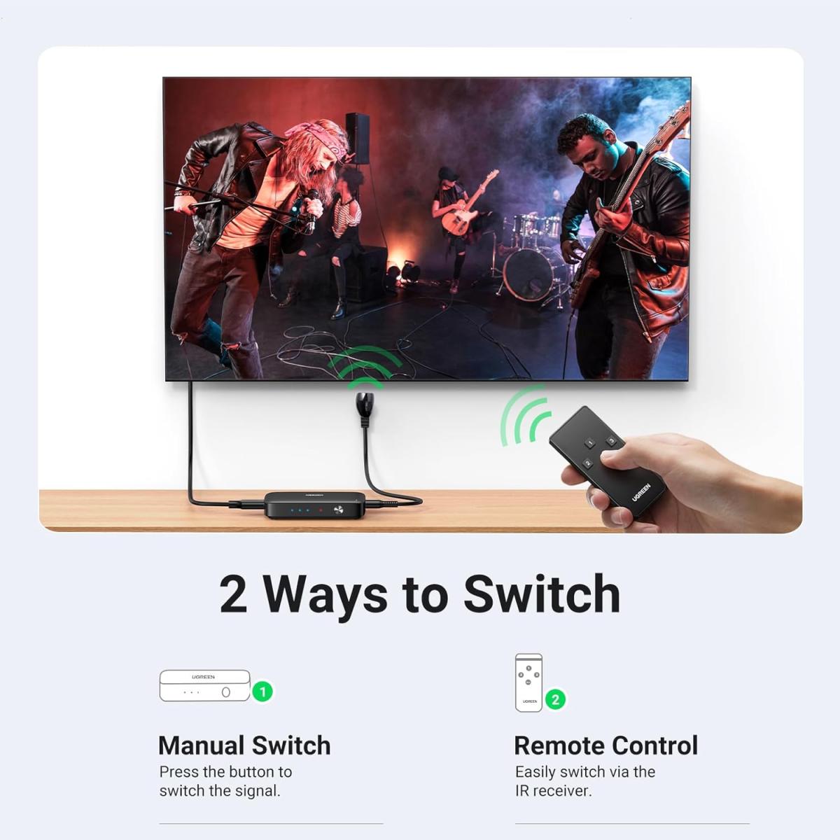 UGREEN HDMI Switch 3 in 1 Out 4K HDMI Splitter with Remote Supports HDR CEC 3D HDCP1.4 HDMI 3 Port Box Hub 4K 30Hz, Compatible with PS5 PS4 Xbox Fire Stick Roku Apple TV PC