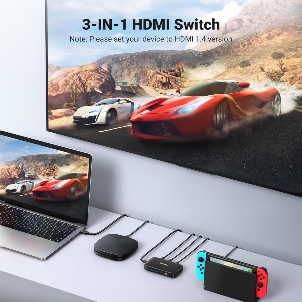 UGREEN HDMI Switch 3 in 1 Out 4K HDMI Splitter with Remote Supports HDR CEC 3D HDCP1.4 HDMI 3 Port Box Hub 4K 30Hz, Compatible with PS5 PS4 Xbox Fire Stick Roku Apple TV PC