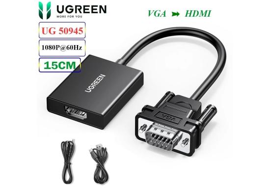 UGREEN CM513 Cable Adapter VGA (Male) To HDMI (Female) 0.15m black