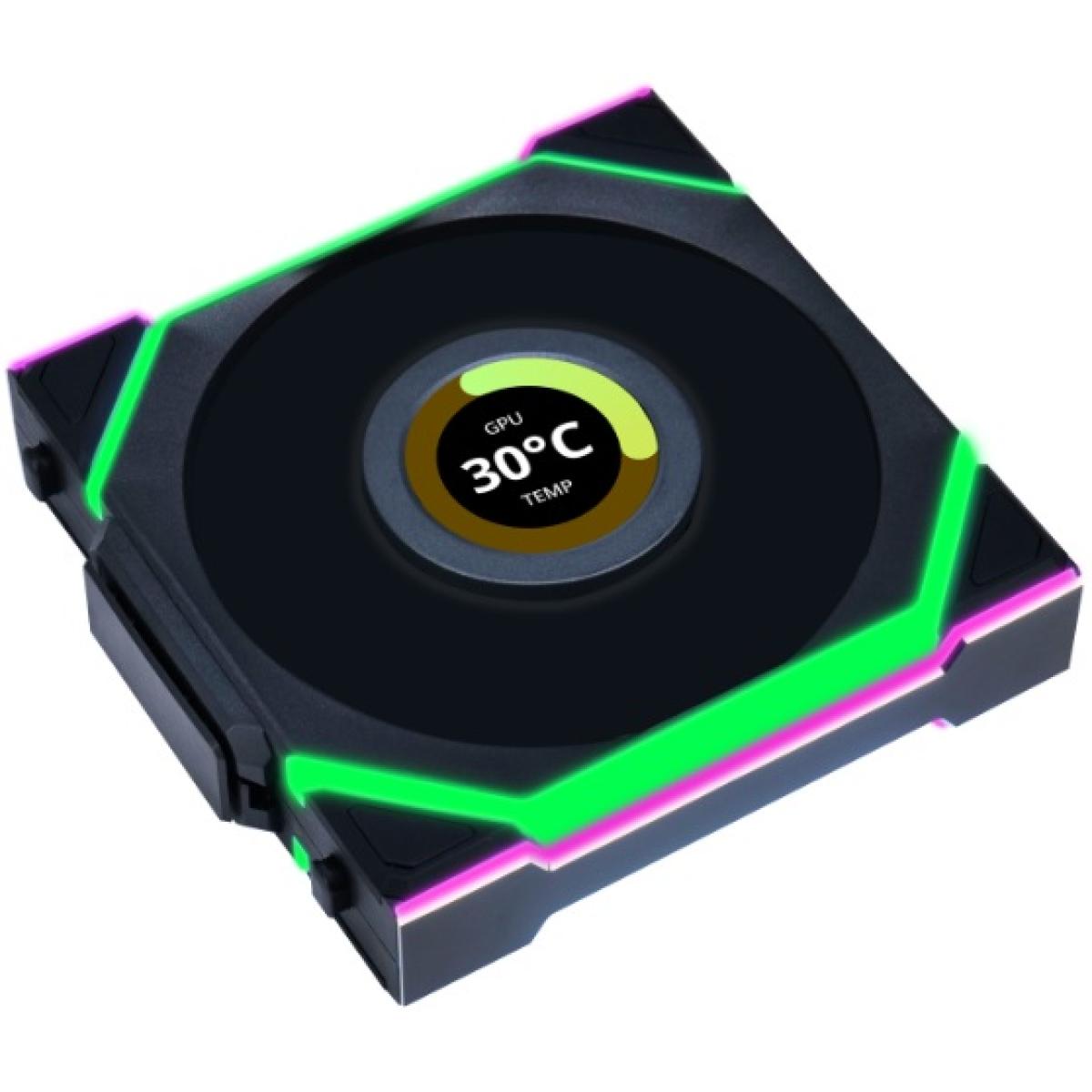 Lian Li UNI FAN SL Wireless LCD 120 (Reverse Blade) Single w/ Dual Zone ARGB, High Performance, 1.6" IPS Full color LCD Display, Daisy-Chain Style, 2.4 GHz Wireless Receiver (Included) - Black