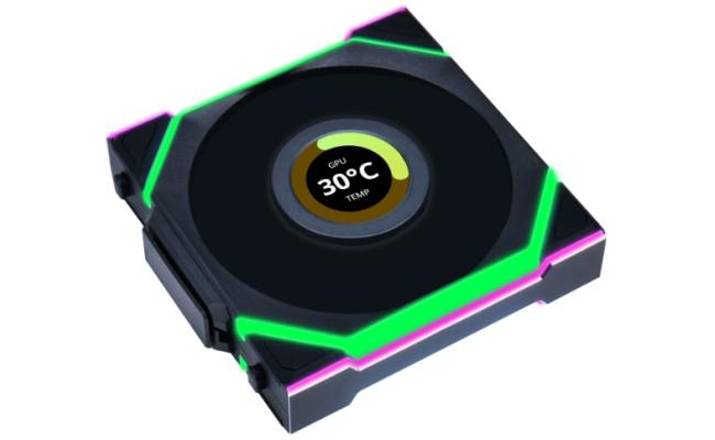 Lian Li UNI FAN SL Wireless LCD 120 (Reverse Blade) Single w/ Dual Zone ARGB, High Performance, 1.6" IPS Full color LCD Display, Daisy-Chain Style, 2.4 GHz Wireless Receiver (Included) - Black