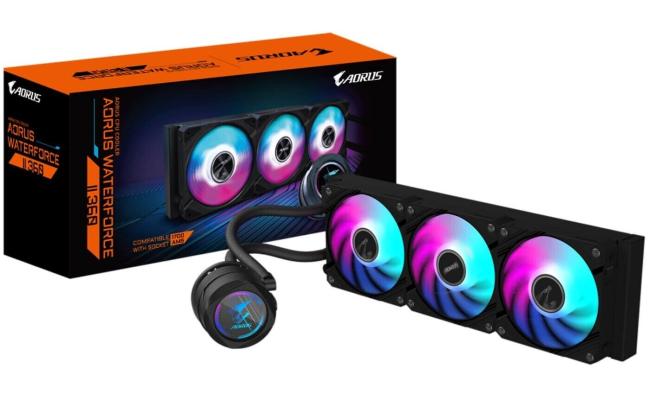 AORUS WATERFORCE II 360 All-in-one 360mm CPU Liquid Cooler With 330-degree Rotatable Water Block Design & Improved Cooling Efficiency, 120mm ARGB Fans Daisy-Chain Mag Fans