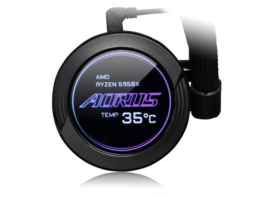 AORUS WATERFORCE X 360, All-in-one 360mm Liquid Cooler with Circular LCD Display, RGB Fusion 2.0, 120mm ARGB Fans,LGA1700 Support 12th Gen
