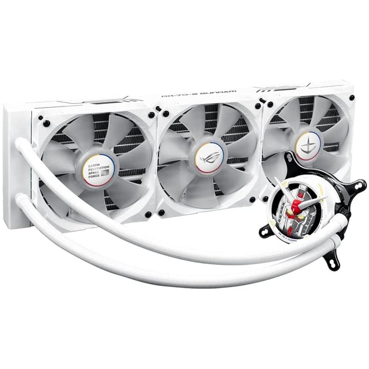 Asus ROG Strix LC 360 RGB Gundam Edition All-In-One Liquid CPU Water Cooler With ARGB & Aura Sync Fans - White (LGA1700 Support)