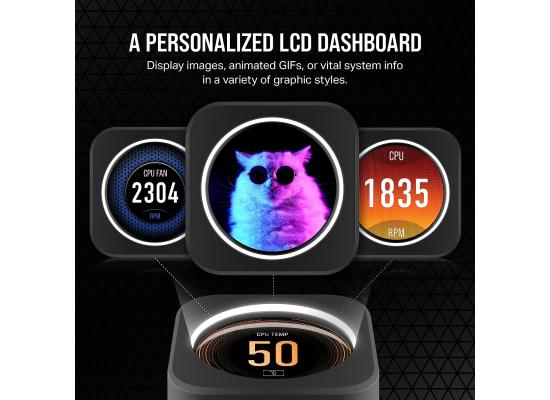 Corsair iCUE H150i ELITE LCD XT (Black) IPS Display All-In-One 360mm Liquid CPU Cooler w/ AF120 RGB ELITE Fans, LGA1700 Support