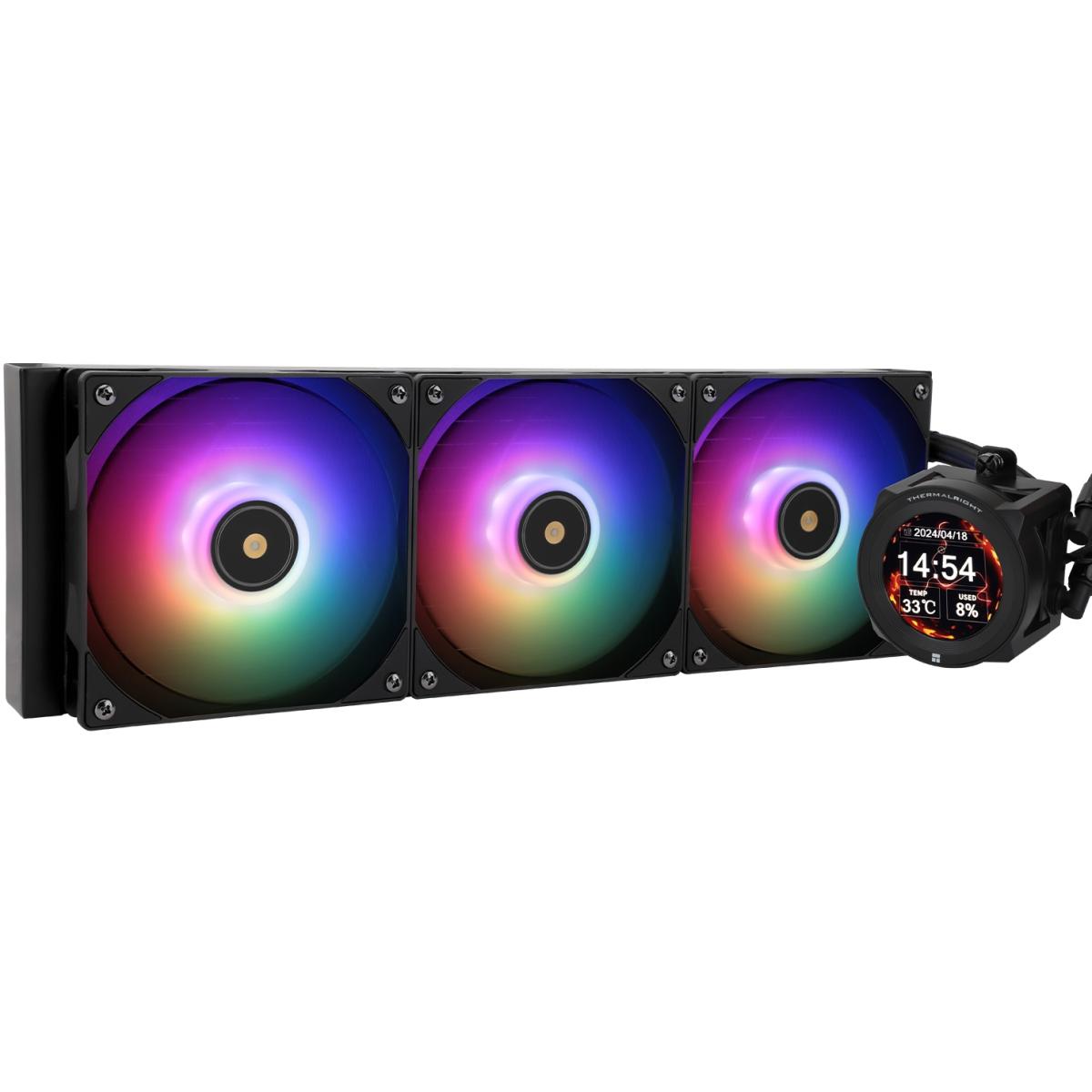 Thermalright Core Vision 360 BLACK ARGB CPU Liquid Cooler w/ 2.1" IPS LCD Display, High Performance AIO w/ 3x TL-E12B-S V2