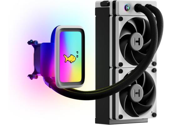 HYTE Thicc Q60 Digital 240mm AIO Liquid Cooling System 5” IPS Ultraslim HD Display 293 PPI 60Hz 300 nits, Up To 4500RPM Pump,105 CFM Fans Air Flow, High-Performance Dual Pumps, 240x52mm Radiator