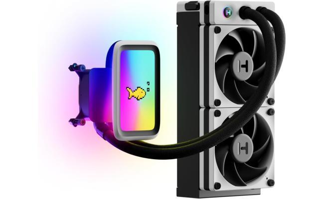 HYTE Thicc Q60 Digital 240mm AIO Liquid Cooling System 5” IPS Ultraslim HD Display 293 PPI 60Hz 300 nits, Up To 4500RPM Pump,105 CFM Fans Air Flow, High-Performance Dual Pumps, 240x52mm Radiator