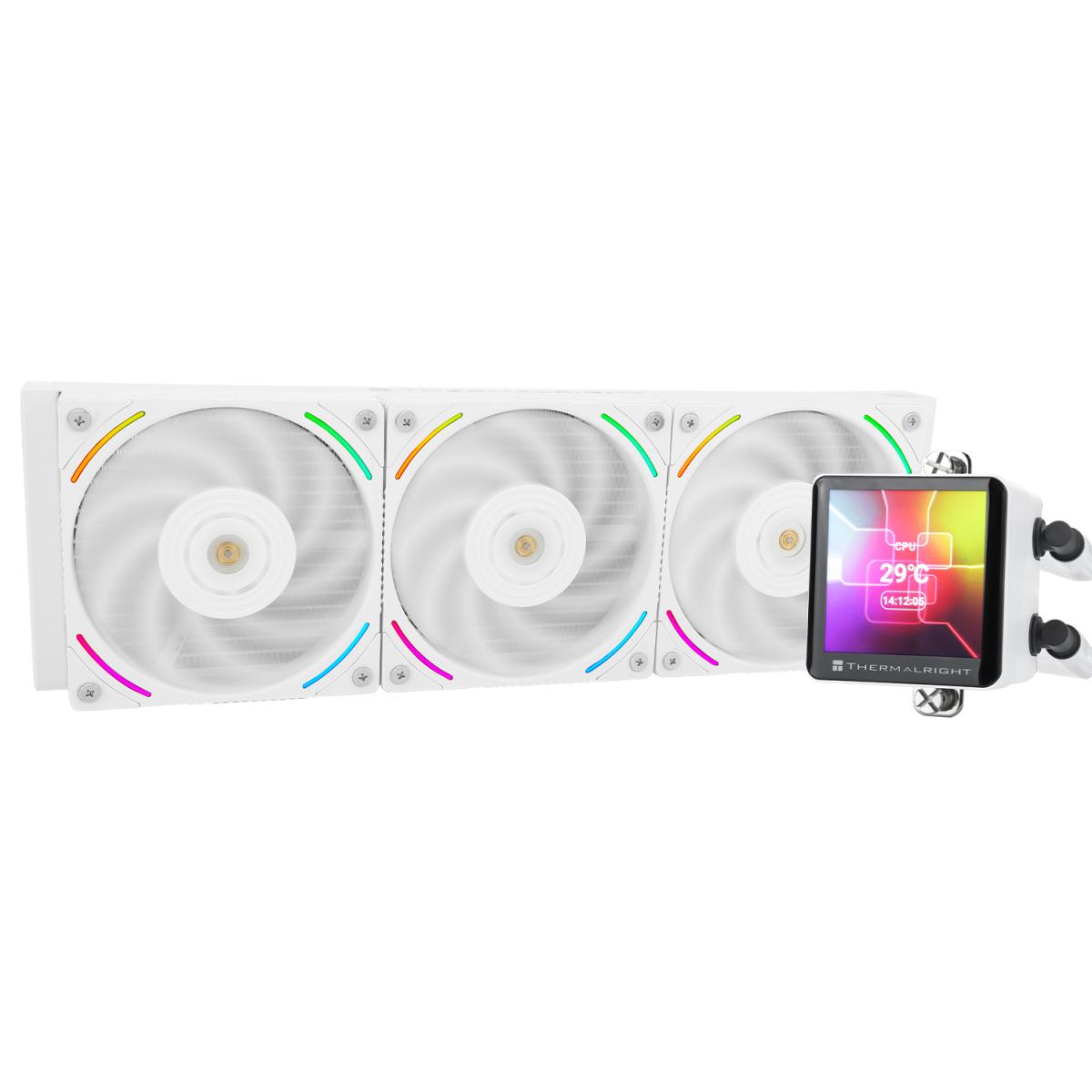 Thermalright Frozen Vision 360 White ARGB CPU Liquid Cooler w/ 2.88" IPS LCD Display For Pictures, Videos, Animations, High Performance AIO w/ 3x TL-K12W Fans, LGA1700