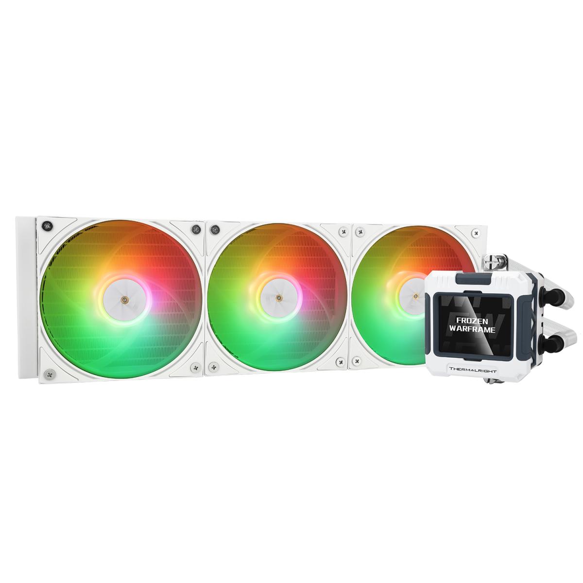 Thermalright Frozen Warframe 360 White ARGB CPU Liquid Cooler w/ 2.4" IPS LCD Display For Pictures, GIF Animations, High Performance AIO w/ 3x TL-P12W-S Fans, LGA1700