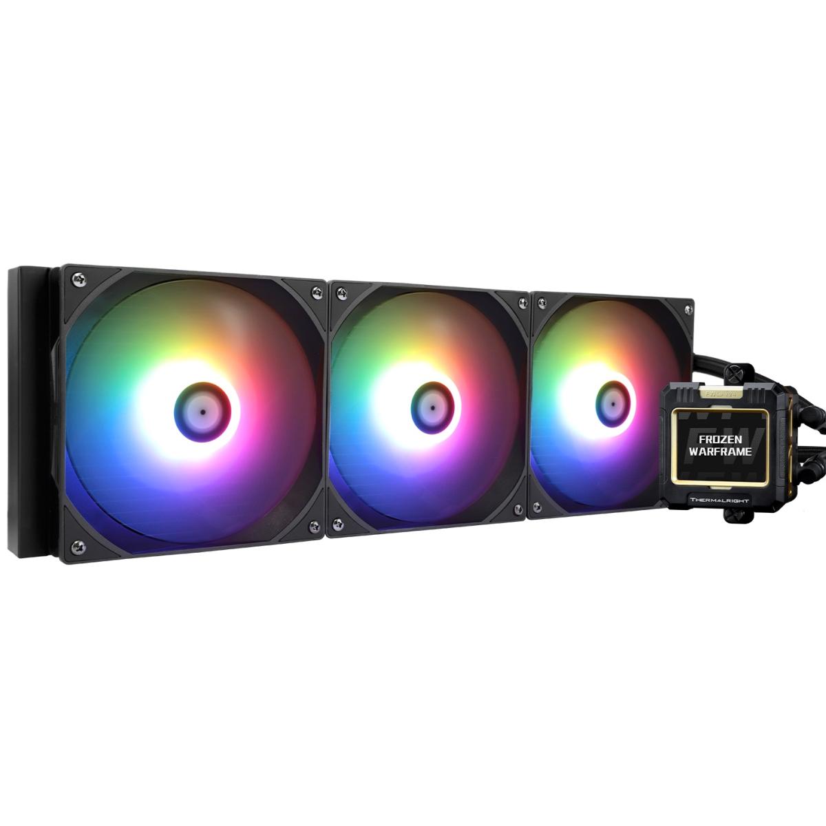 Thermalright Frozen Warframe 420 Black ARGB CPU Liquid Cooler w/ 2.4" IPS LCD Display For Pictures, GIF Animations, High Performance AIO w/ 3x TL-C14C-S Fans