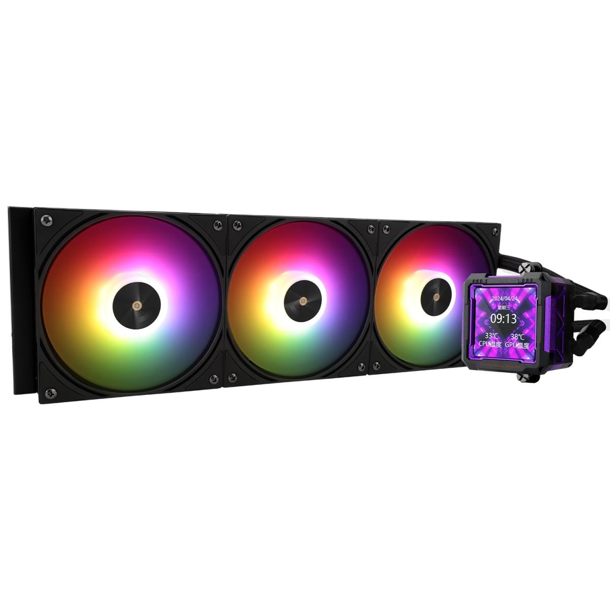 Thermalright Frozen Warframe PRO 360 BLACK ARGB CPU Liquid Cooler w/ 2.7" IPS LCD Display For Pictures, GIF Animations, High Performance AIO w/ 3x TL-P12-S Fans